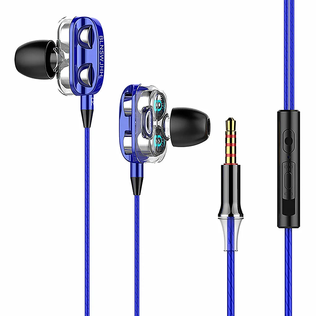 0407GG High Quality 3.5mm In Ear Earphones Wired Headset For Computer Dual Drive Stereo Sport Earbuds With Mic for iPhone for Samsung