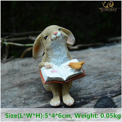0907BA Everyday Collection Easter Decorations for Home Cute Rabbit Figurines Miniature Tabletop Ornaments Fairy Garden Thanksgiving