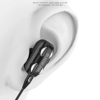 0407GG High Quality 3.5mm In Ear Earphones Wired Headset For Computer Dual Drive Stereo Sport Earbuds With Mic for iPhone for Samsung