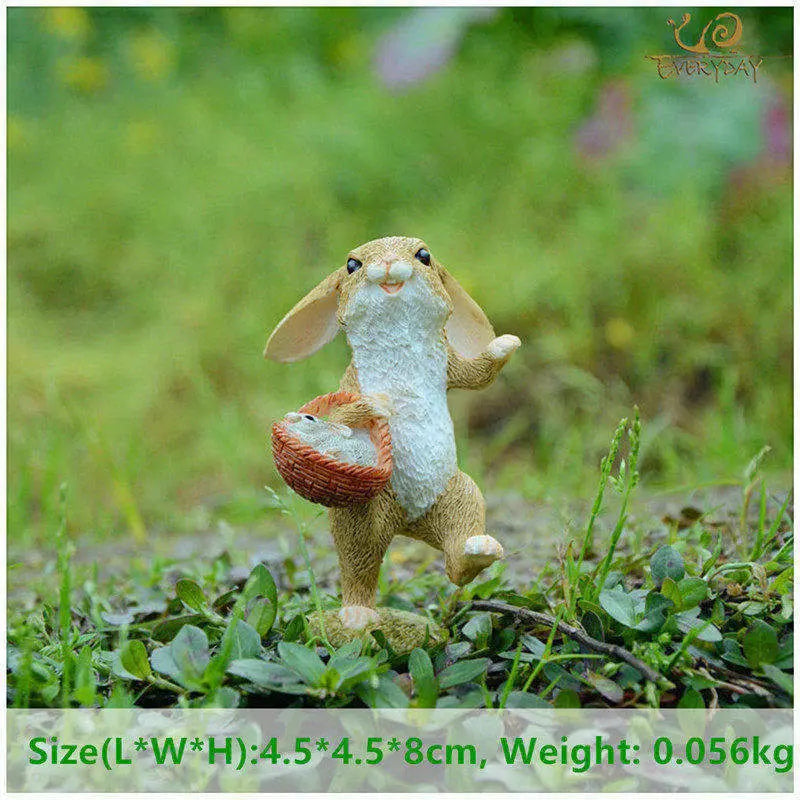 0907BA Everyday Collection Easter Decorations for Home Cute Rabbit Figurines Miniature Tabletop Ornaments Fairy Garden Thanksgiving