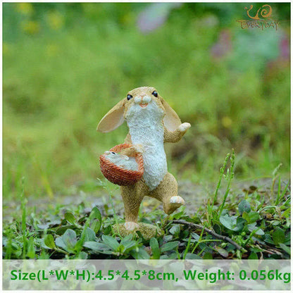 0907BA Everyday Collection Easter Decorations for Home Cute Rabbit Figurines Miniature Tabletop Ornaments Fairy Garden Thanksgiving