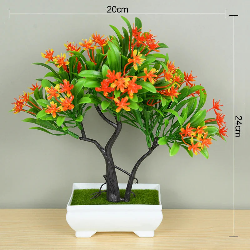 0407GG Artificial Plants Bonsai Small Tree Pot Fake Plant Flowers Potted Ornaments For Home Room Table Decoration Hotel Garden Decor