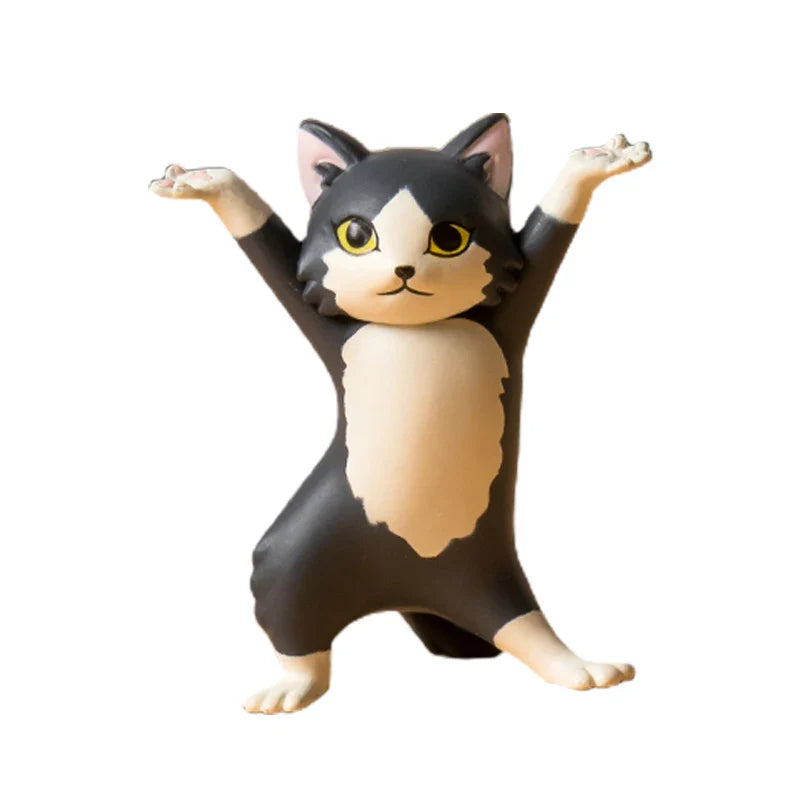0907BA Kawaii Cats Pen Holder Funny Cat Doll Tabletop Figurines Plastic Crafts Earphone Holder For Office Home Decoration Accessories