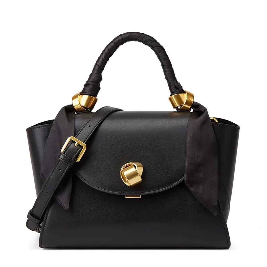 Elegant Top Handle Bag with Silk Scarf Accent