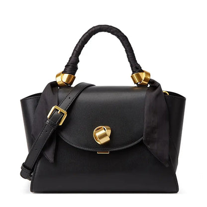 Elegant Top Handle Bag with Silk Scarf Accent