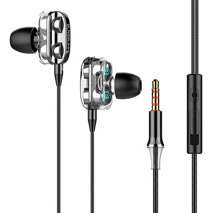 0407GG High Quality 3.5mm In Ear Earphones Wired Headset For Computer Dual Drive Stereo Sport Earbuds With Mic for iPhone for Samsung