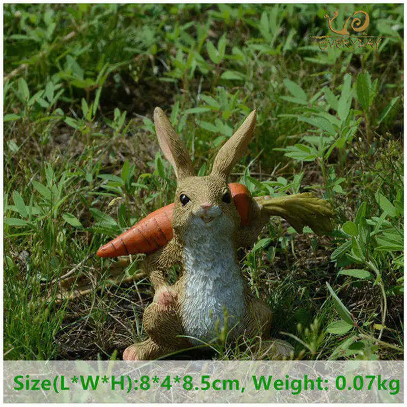 0907BA Everyday Collection Easter Decorations for Home Cute Rabbit Figurines Miniature Tabletop Ornaments Fairy Garden Thanksgiving