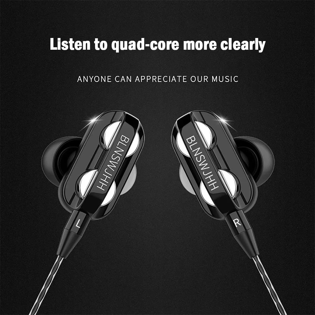 0407GG High Quality 3.5mm In Ear Earphones Wired Headset For Computer Dual Drive Stereo Sport Earbuds With Mic for iPhone for Samsung