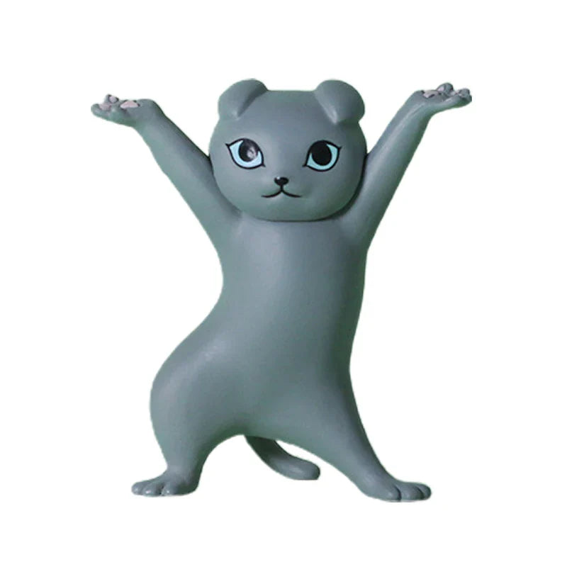 0907BA Kawaii Cats Pen Holder Funny Cat Doll Tabletop Figurines Plastic Crafts Earphone Holder For Office Home Decoration Accessories