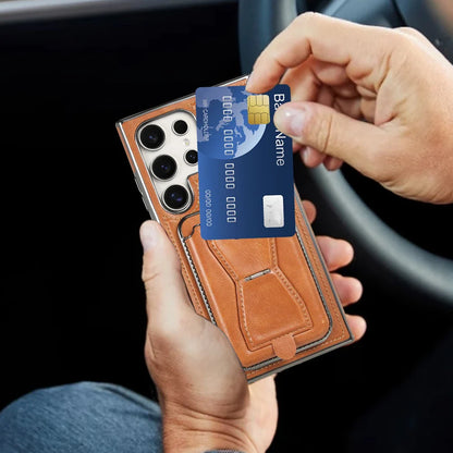 Versatile Magnetic Leather Wallet Case - Samsung