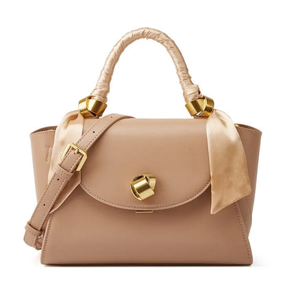 Elegant Top Handle Bag with Silk Scarf Accent