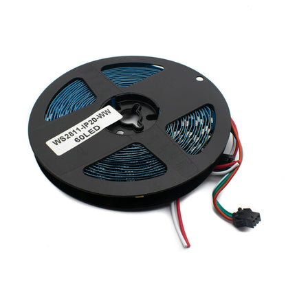 WS2811 60 LEDs/m Warm White Addressable LED Pixel Strip Light 12V DC Programmable (Non-Waterproof) 5 Meter