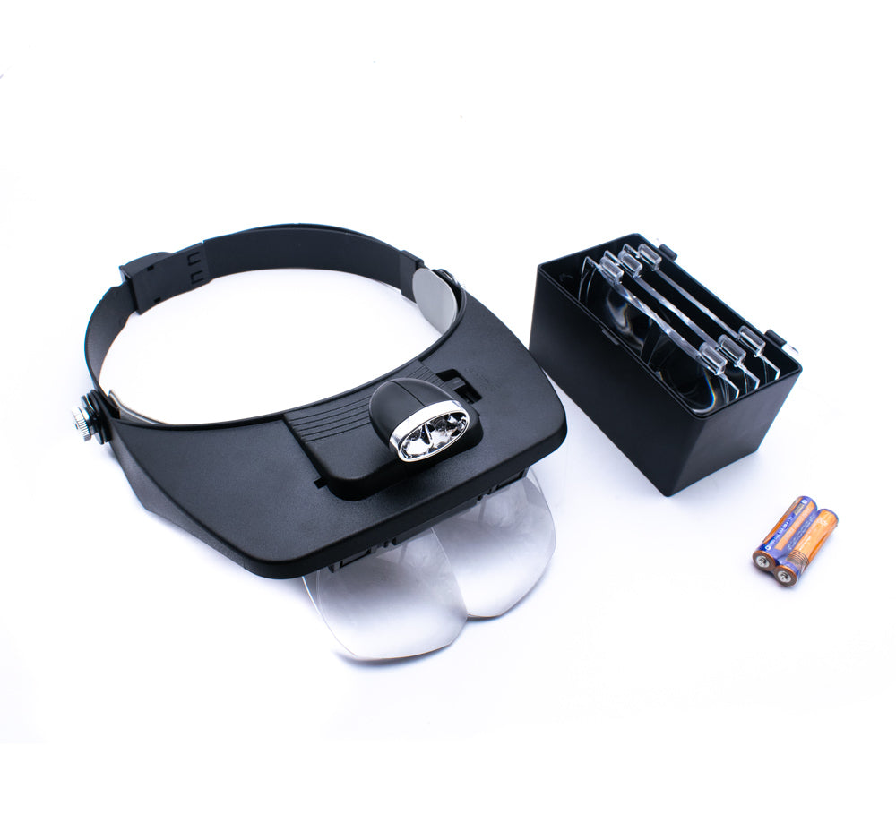 1X 1.5X 2.0X 2.5X 3.5X Head 2LED Hand Free Magnifying Glass Magnifier 81001-A