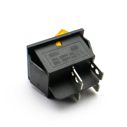 KCD4 16A 250V DPST ON-OFF Rocker Switch with Yellow Light