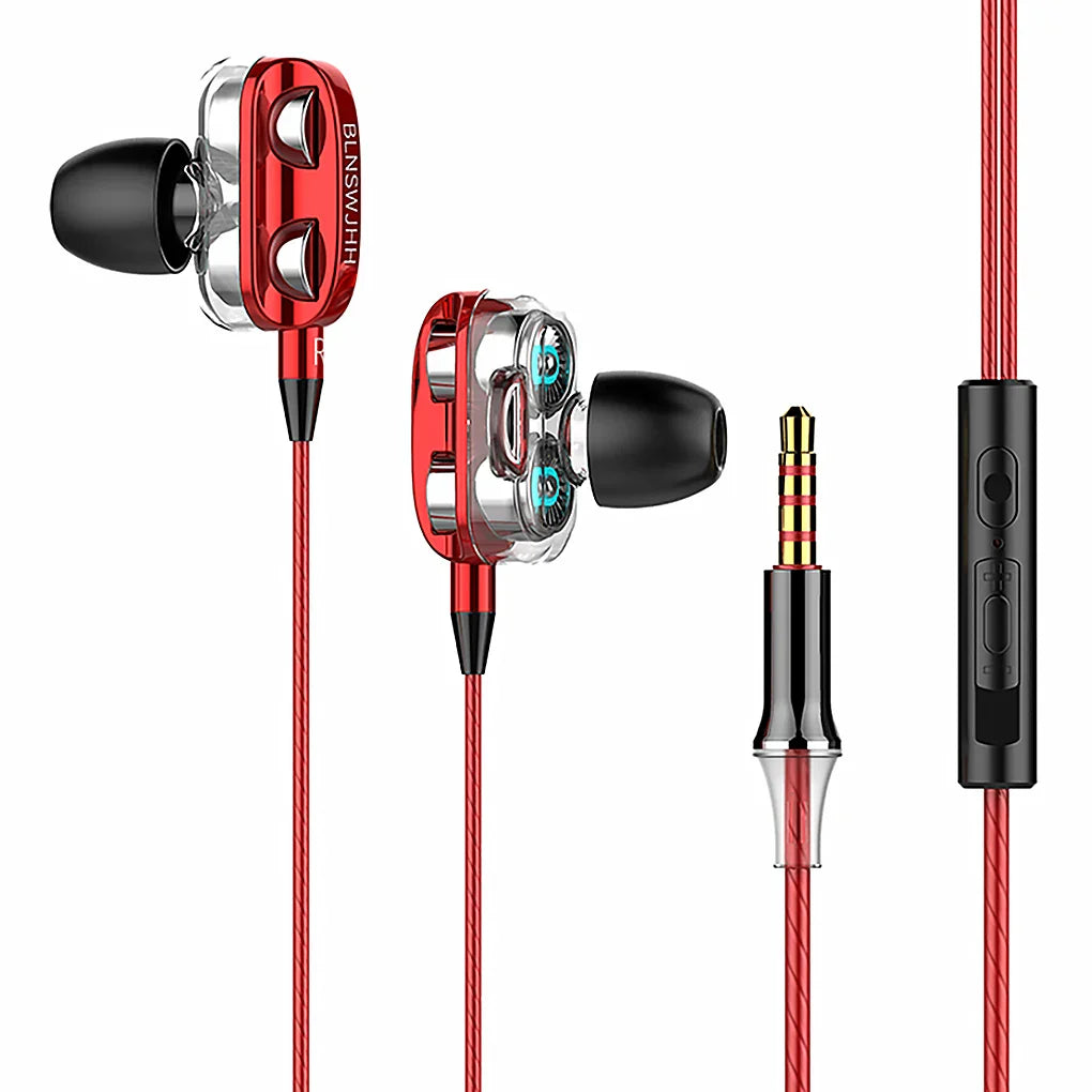 0407GG High Quality 3.5mm In Ear Earphones Wired Headset For Computer Dual Drive Stereo Sport Earbuds With Mic for iPhone for Samsung