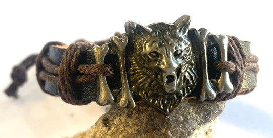 Wholesale Wolf Head Leather Bracelet