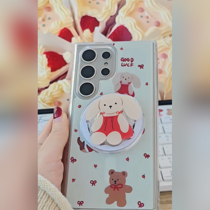 Cute Bear Bunny Phone Case with Pop Socket - Samsung