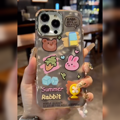 Cute Animal Friends Phone Case with Bead Chain