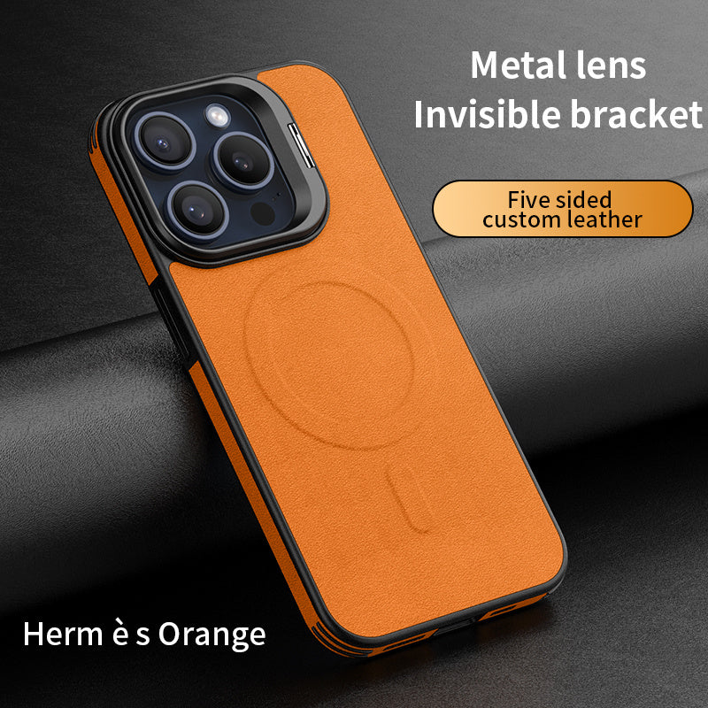 Embossed Magsafe Leather Bracket Case - iPhone