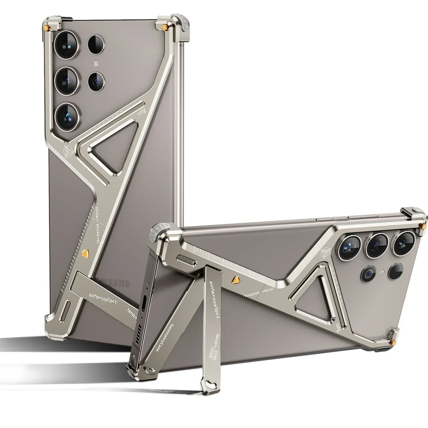 Rugged Titanium Alloy Shield Kickstand Case - Samsung