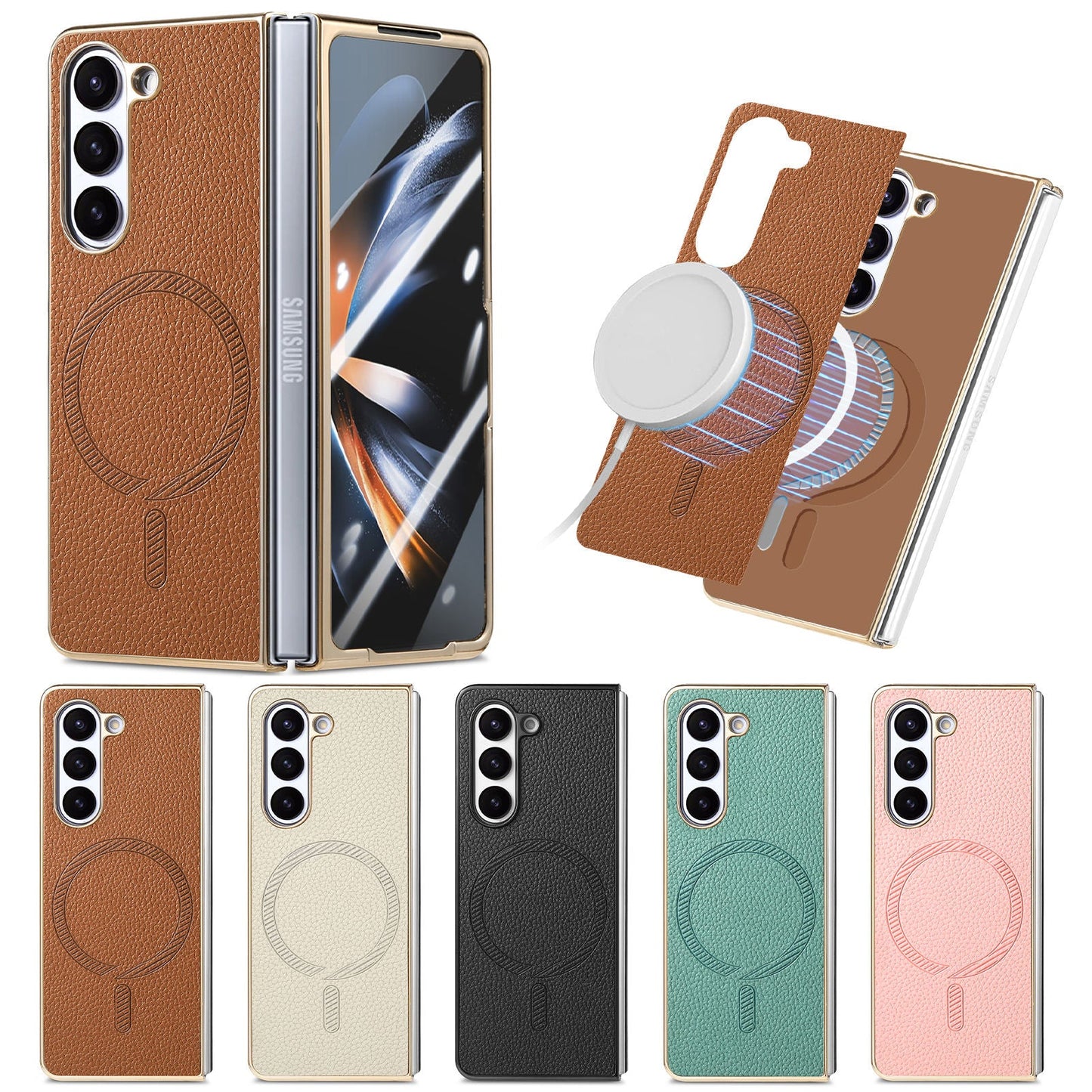 Galaxy Z Series Premium Magnetic Leather Case