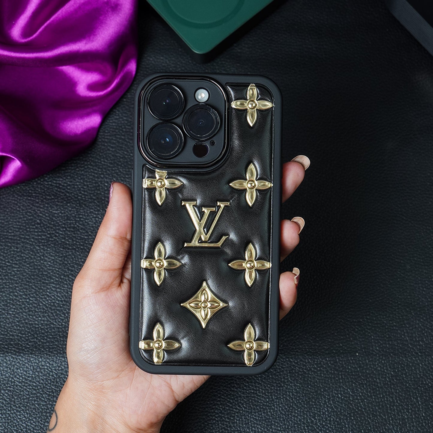 Luxury Brand Puff leather Phone Case - iPhone