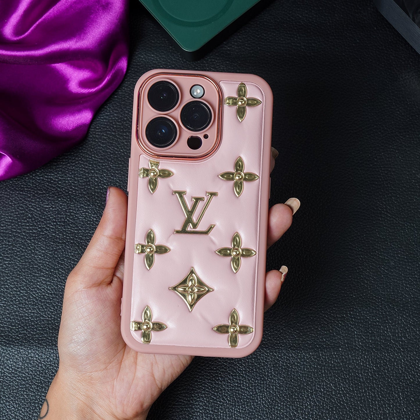 Luxury Brand Puff leather Phone Case - iPhone