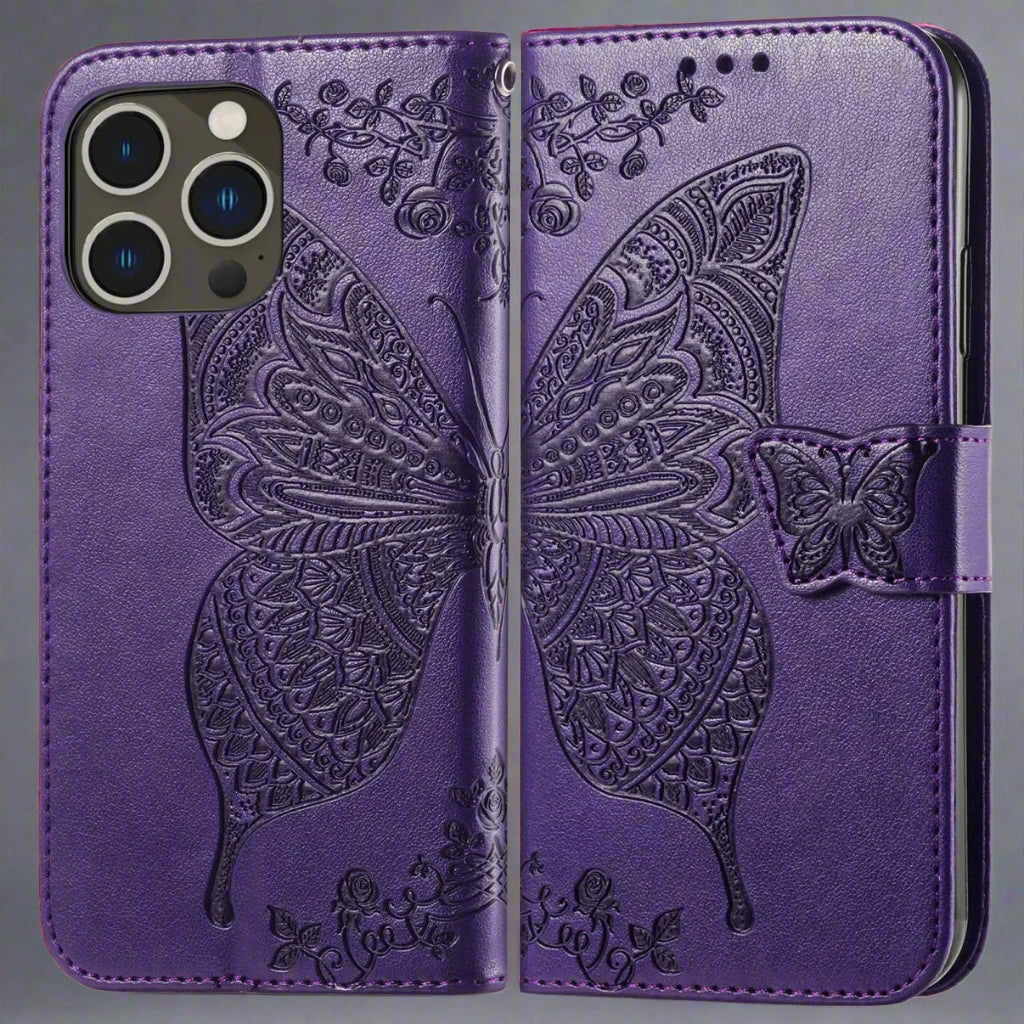 Embossed Butterfly Leather Case