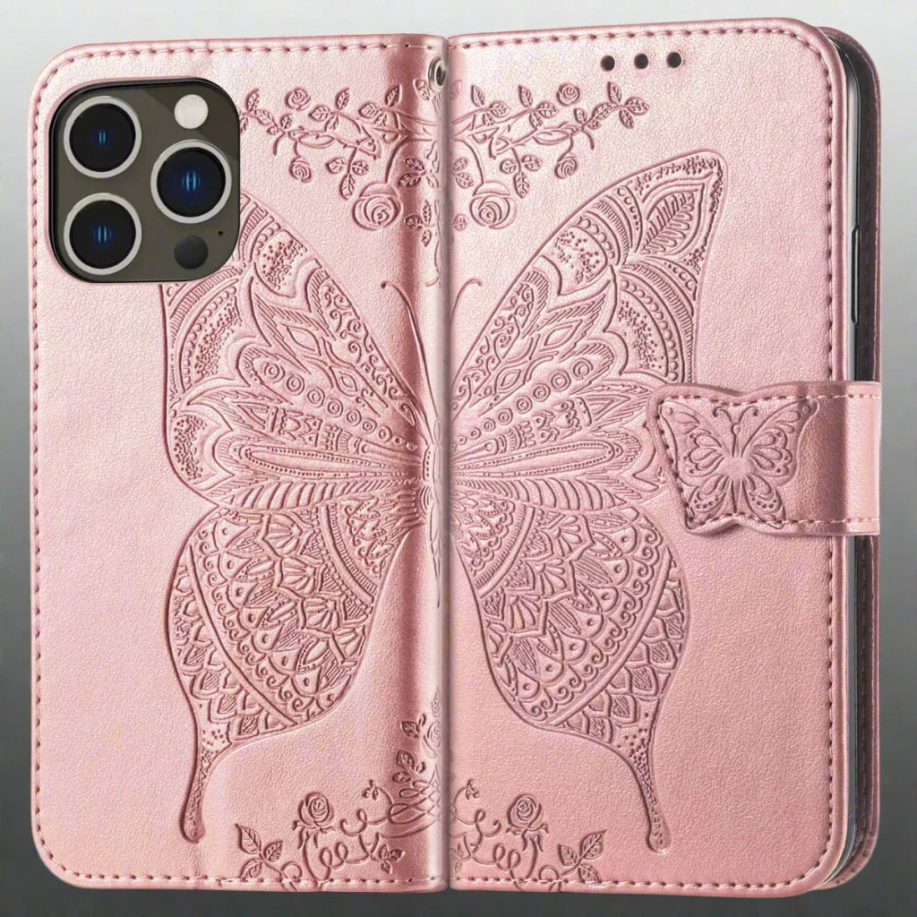 Embossed Butterfly Leather Case