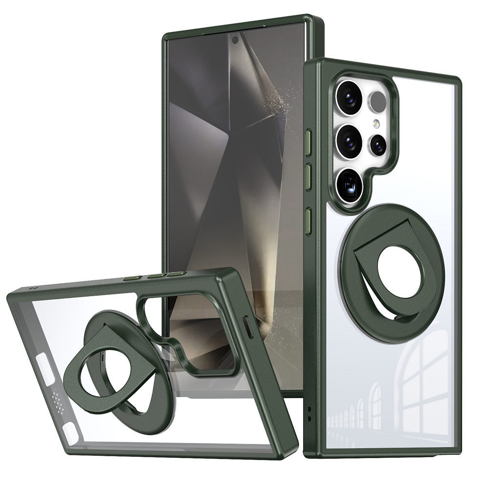 Crystal Matte Frame Ring Holder Case - Samsung
