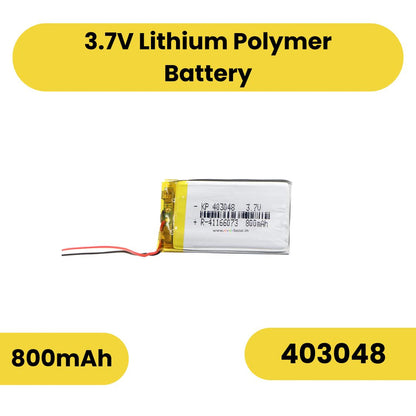 Lipo Battery - Single Cell 3.7V 800mAh Lithium Polymer Battery