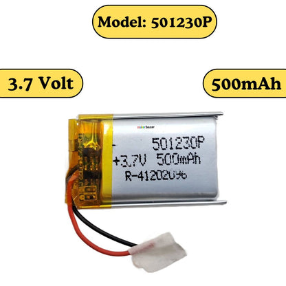 Generic: 3.7V 500mAh Lipo Battery - Single Cell Lithium Polymer Battery