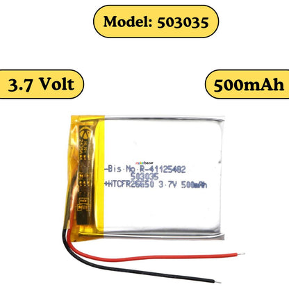 Generic: 3.7V 500mAh Lipo Battery - Single Cell Lithium Polymer Battery