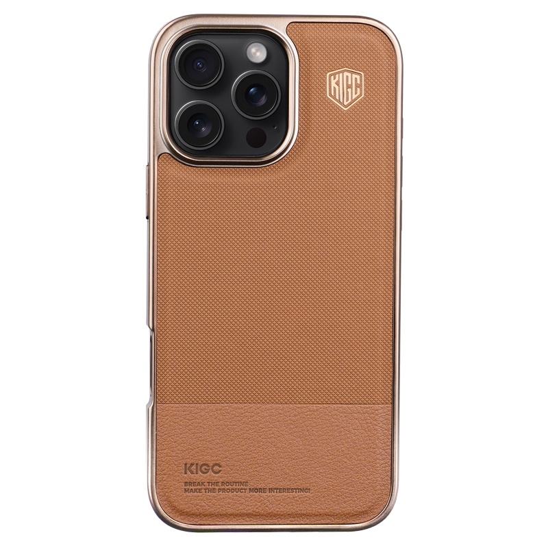 Matte Electroplated Leather Splicing Case - iPhone