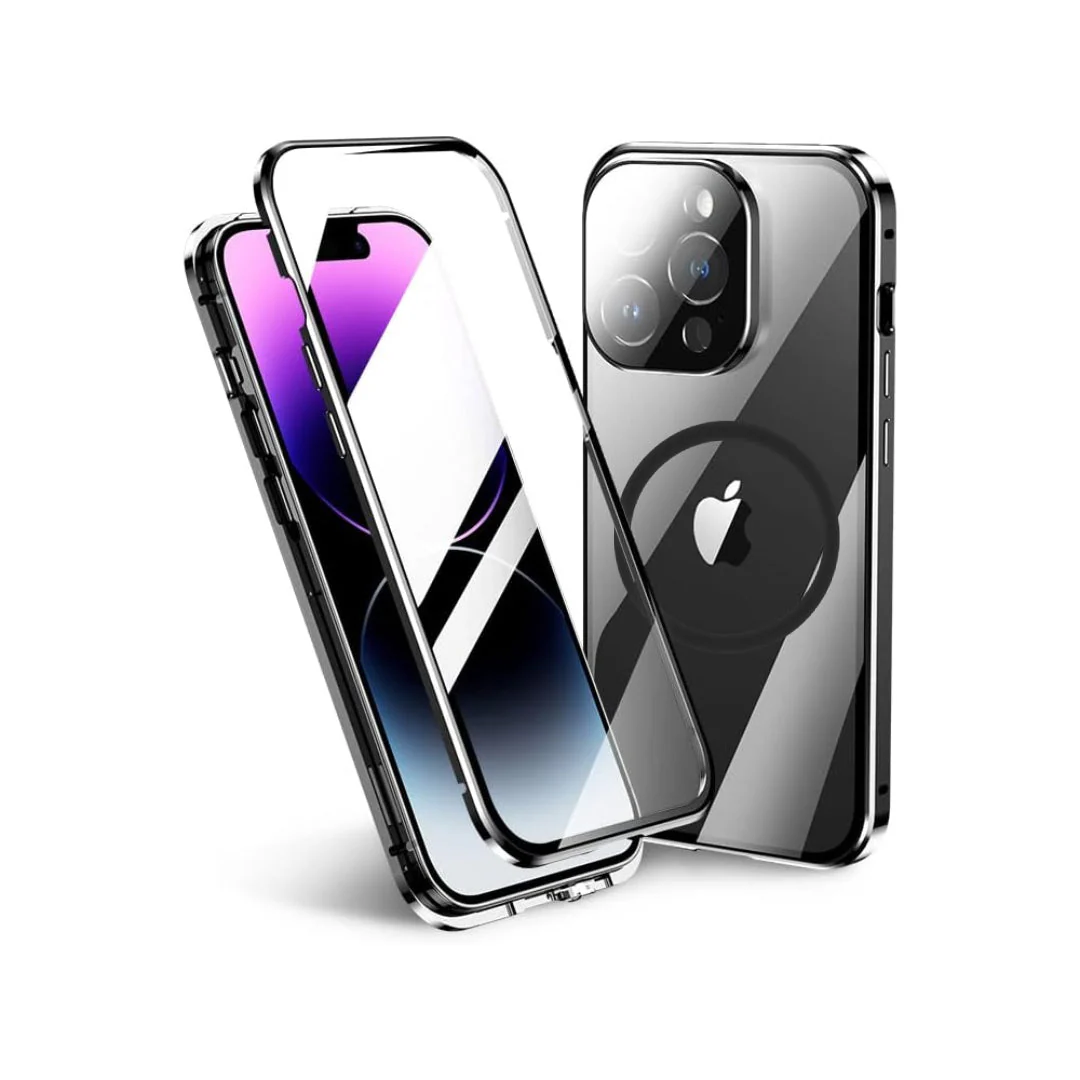 Dual Magnetic Metal Body Magsafe Glass Case - iPhone