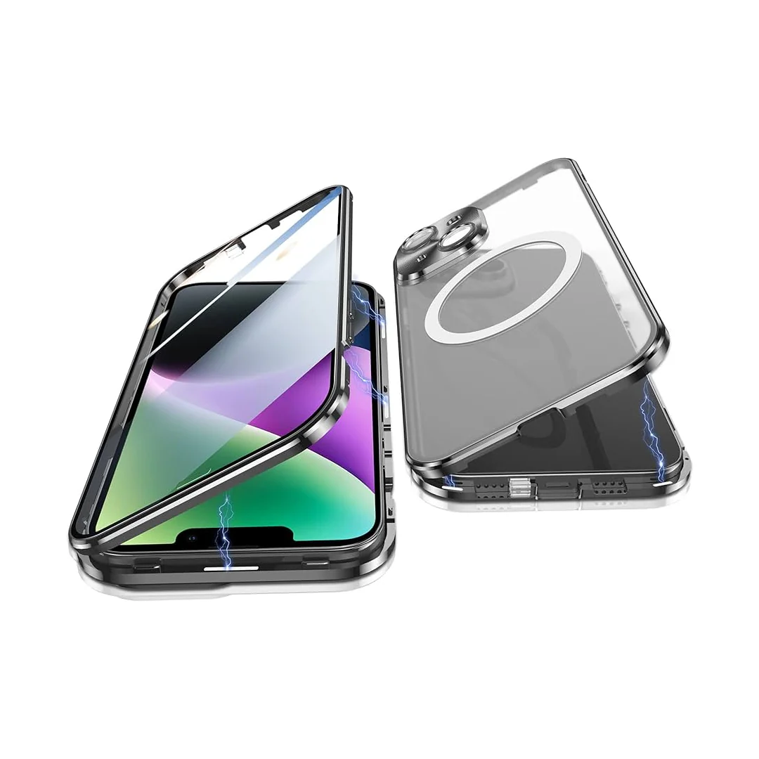 Dual Magnetic Metal Body Magsafe Glass Case - iPhone