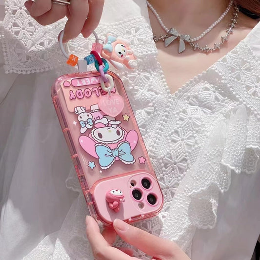 Cartoon Cuddle Charm Flip Mirror Case
