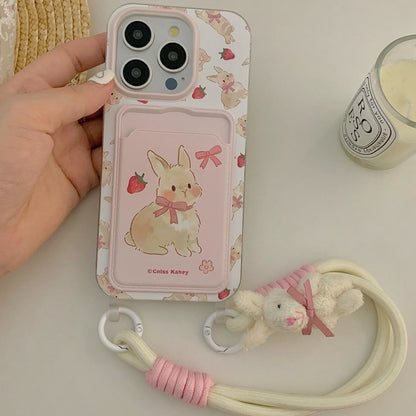 Berry Bunny Lanyard Card Holder Case