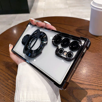 Stylish Electroplated Metal Ring Stand Case - Samsung