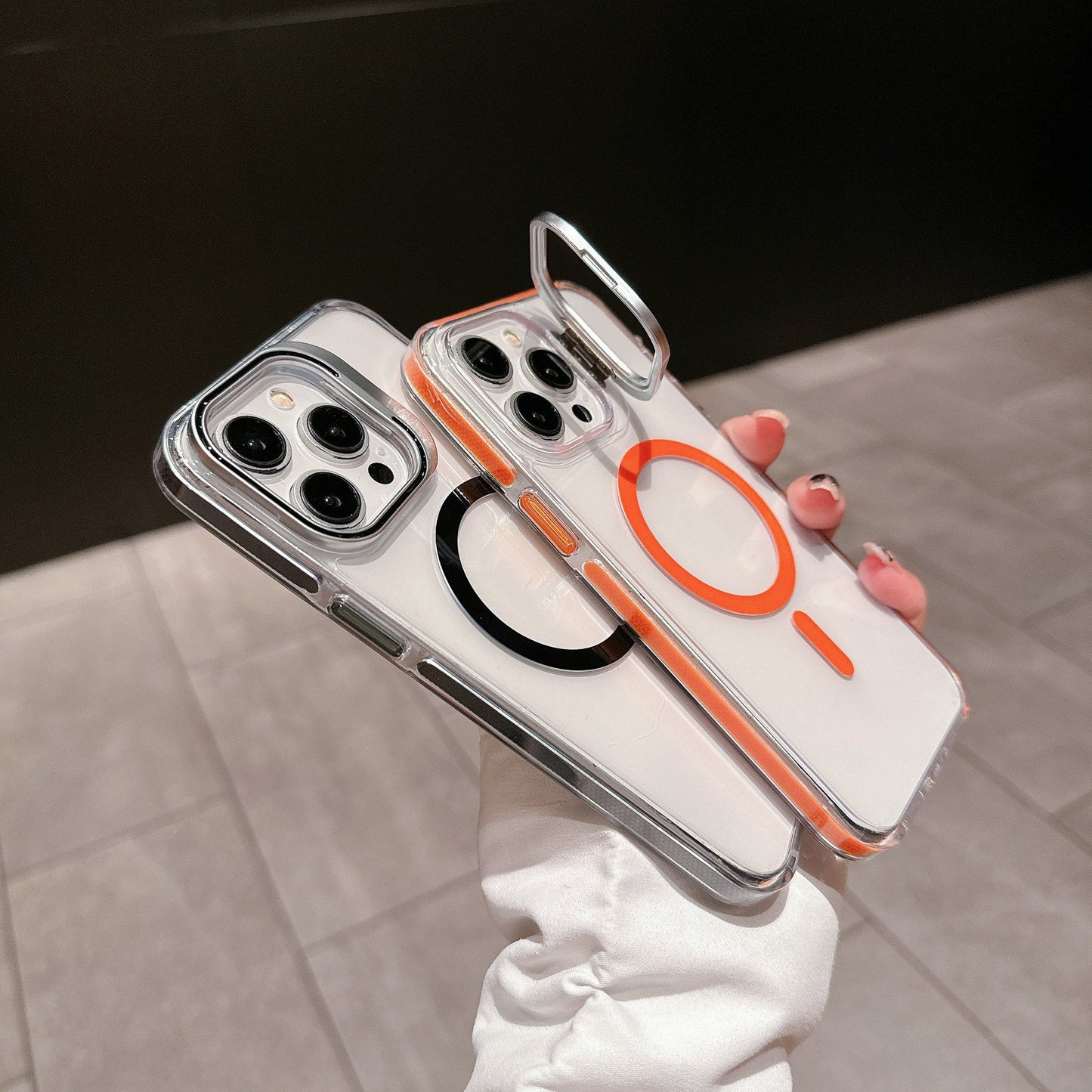 Transparent Dual Tone Lens Bracket Case - iPhone