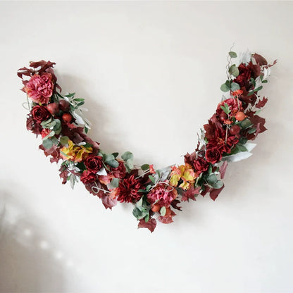 0709BA Artificial Maple Leaf Pumpkin Rattan Decorations Halloween Garland Wall Hanging Thanksgiving Ornaments Lintel Fake Leaves Door Decoration