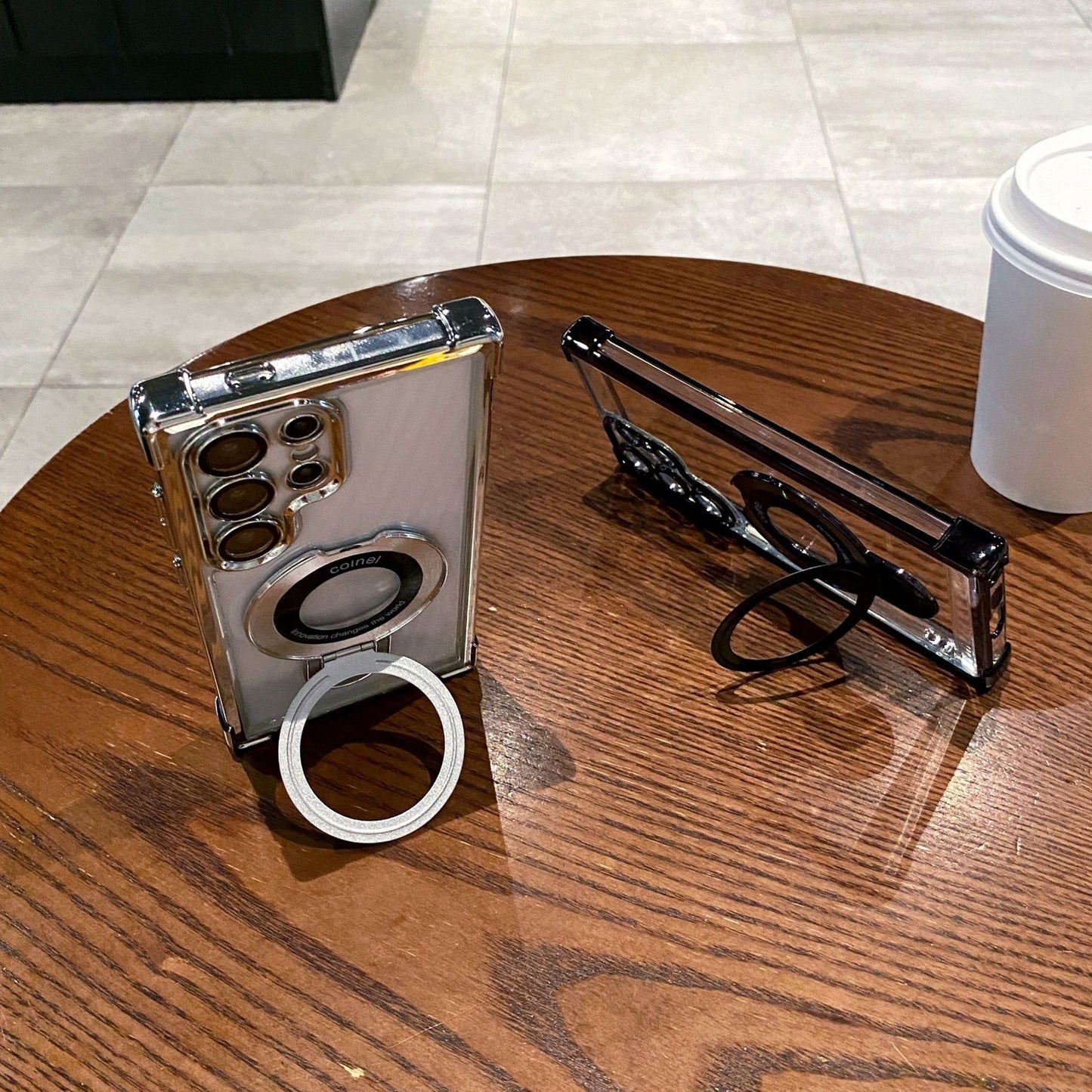 Stylish Electroplated Metal Ring Stand Case - Samsung