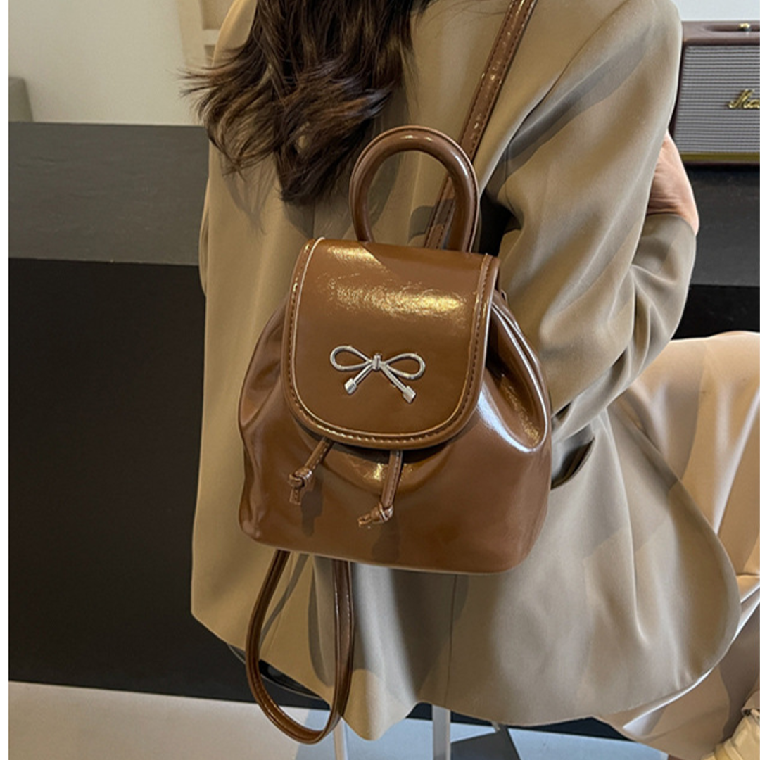 Chic Bowknot Leather Mini Backpack