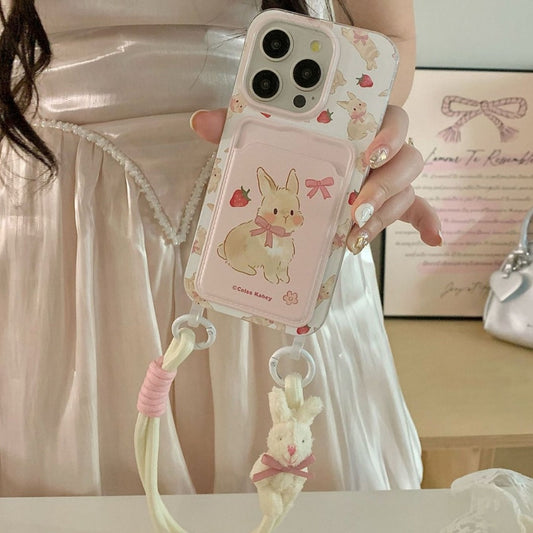 Berry Bunny Lanyard Card Holder Case