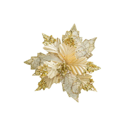 Winter 21cm Golden Artificial Sequin Pendant Christmas Flower