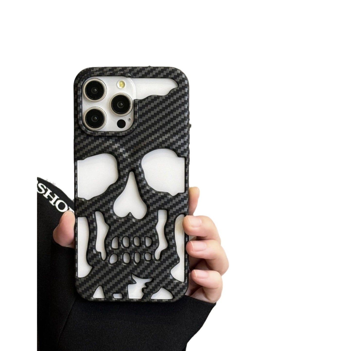Gothic Carbon Fiber Hollow Skull Case - iPhone
