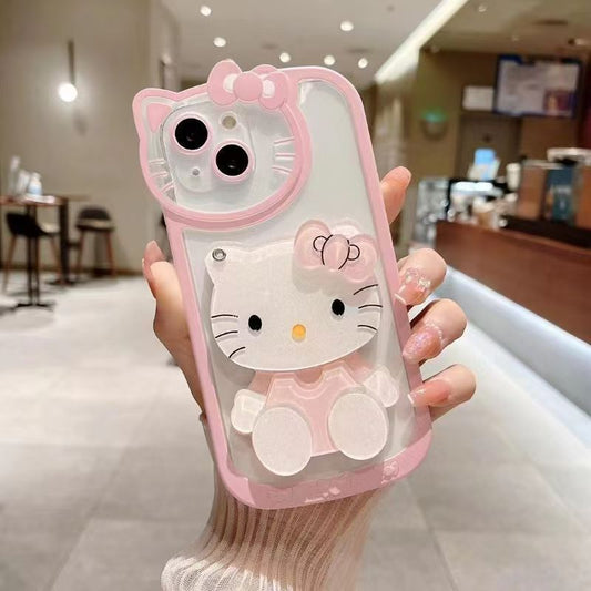 3D KT Cat Makeup Mirror Phone Case