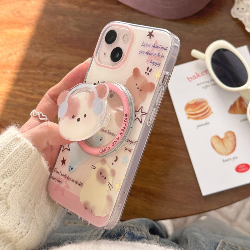 Chic & Cute Cartoon Cat Magnetic Case - iPhone