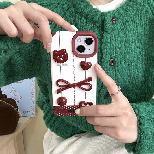 Adorable Bear with Red Bow Case