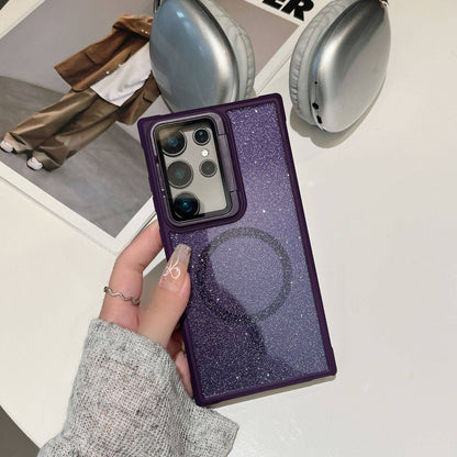 Glitter Lens Holder Magnetic Phone Case - Samsung